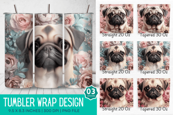 3D Floral Dog Pug and Flowers Tumbler: A Practical Guide to Sublimation Integration