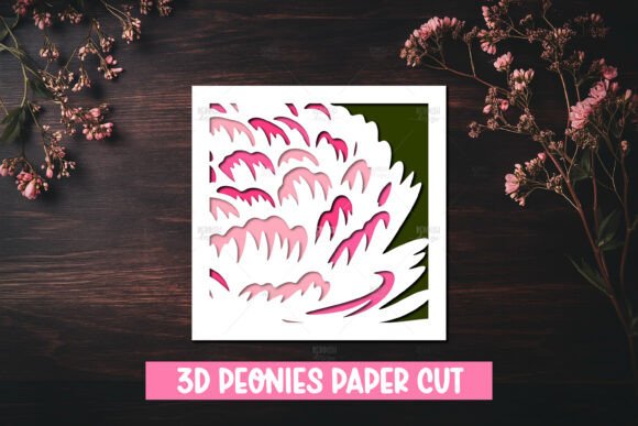 3D Layered Peony Paper Cut SVG