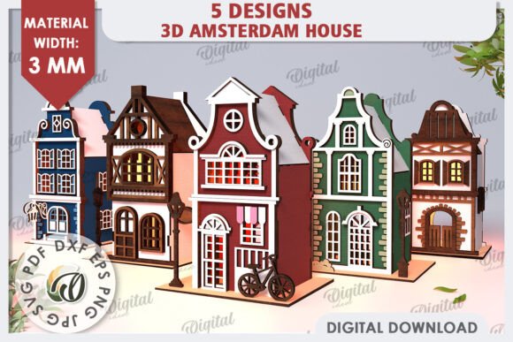 Crafting Architectural Miniatures: A Guide to the 3D Amsterdam Houses Laser Cut Bundle