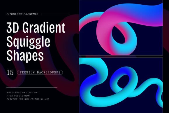 Elevating Digital Aesthetics with 3D Gradient Squiggle Shapes