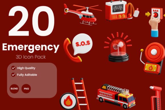Emergency Service 3D Icon Pack: Elevating UI Design with Depth and Clarity