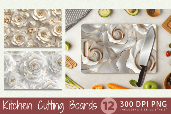 Evaluating 3D White Rose Gold Cutting Boards Sublim Designs for Kitchen Decor and Print-on-Demand