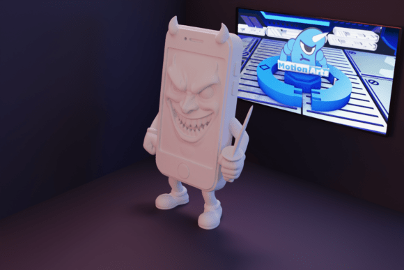 Evil Cartoon Cell Phone: A Bold 3D Design Statement