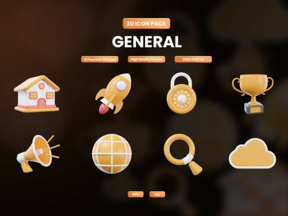 General 3D Icon Pack: Modern Chubby Icons