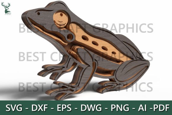 Layered Frog Laser Cut File: Elevating Nature-Inspired Digital Craftsmanship