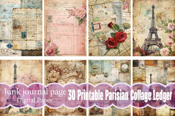 Printable Parisian Collage Ledger Paper: A Versatile Resource for Digital and Physical Crafts
