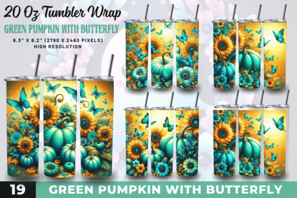 Pumpkin Green Fall Tumbler Wraps Bundle