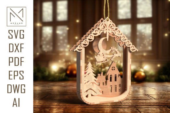 Santa Moon Flight Ornament SVG