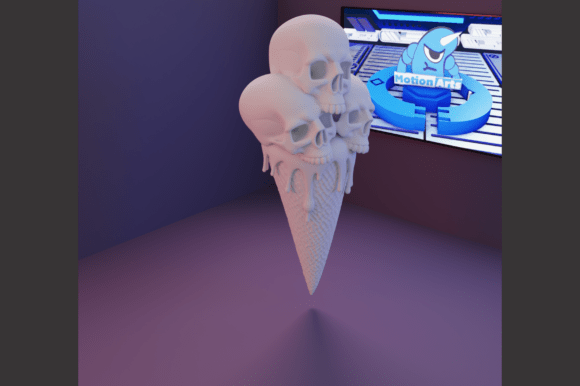 Skull Ice Cream 3D STL File: Blending Cuteness and Mystery in Digital Sculpture