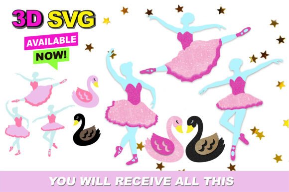 Transforming Digital Art into Tangible Elegance with Ballerinas and Swans 3D SVG
